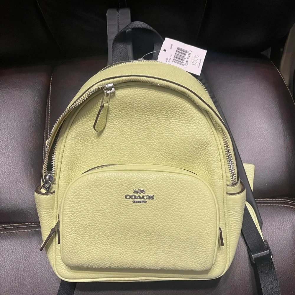 Coach Lemon Yellow Pebbled Leather Mini Backpack